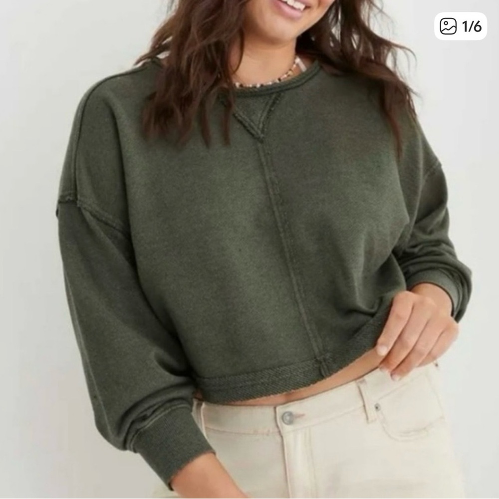 Aerie Beach Party Cropped Crewneck Sweatshirt
